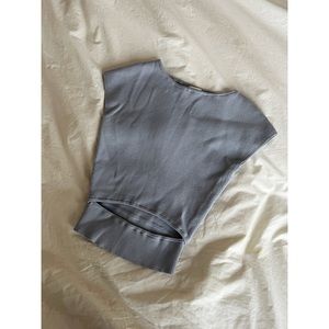 Aritzia Wilfred cutout knit top in light blue